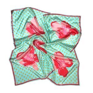 Elaine Gold for Collection XIIX Silk Square Scarf Floral Aquamarine Pink Japan